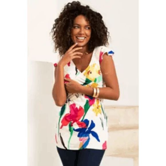 Envie De France Maternity Top FRANCINE in Rainbow Size US 8/10 Medium, MSRP $191 - Picture 14 of 16